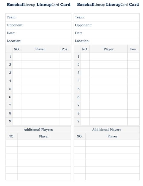 Free Baseball Lineup Templates .